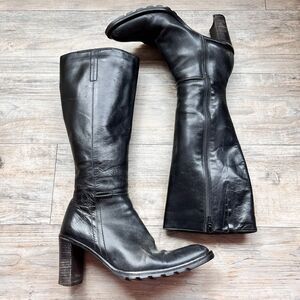 Kenneth Cole Italy Leather Knee High Boots Black Vintage Heeled 5.5 Desinger